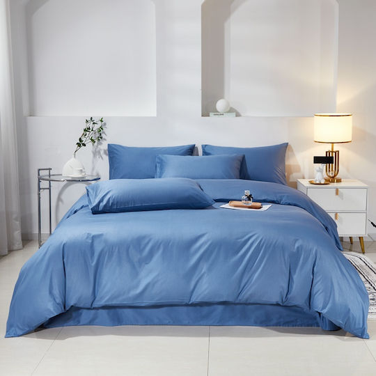 Σετ Παπλωματοθήκη Βαμβακέρή Μονή 160x240cm 1 Μαξιλαροθήκη & 1 Σεντόνι Μπλε
