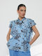 Women's Floral Light Blue Blouse