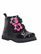Anatomic Kids Ankle Boots in Patent Leather with Hoop & Loop Closure Black