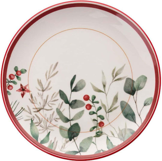 Hermia Shallow Ceramic Multicolour Plate Diameter 25.5cm 6 Pieces