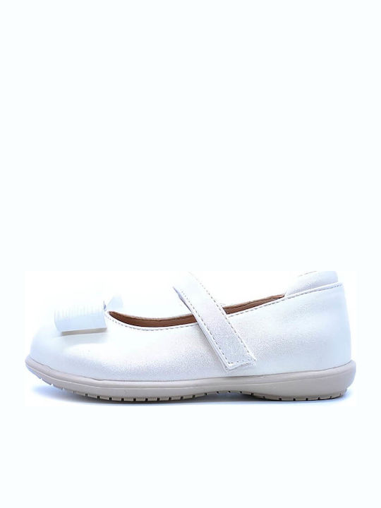 Kids Ballerinas Anatomic with Hoop & Loop Closure Leather White