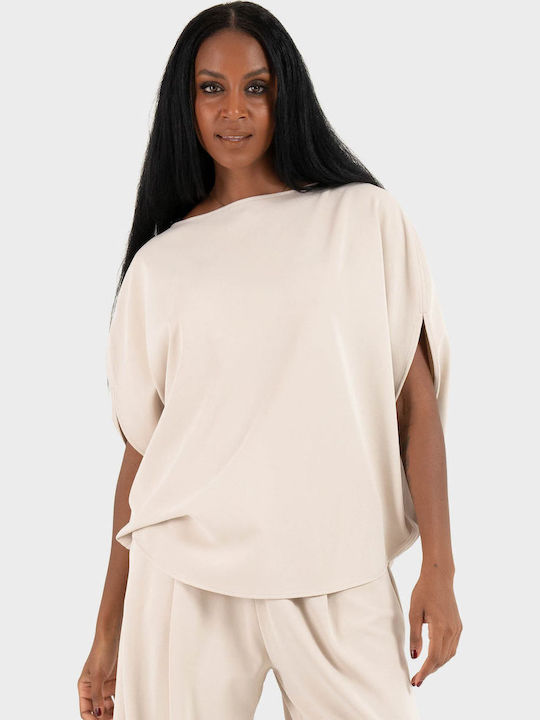 Mei Mei J Women's Blouse Light Beige Mei Mei J Women's Blouse Light Beige