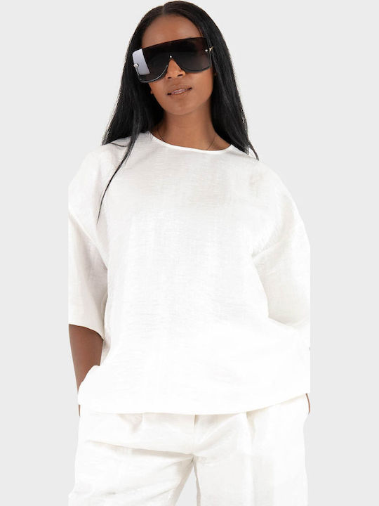 Boss Women's Summer Linen Blouse White