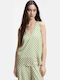 Women's Sleeveless Blouse with V-Neck Green