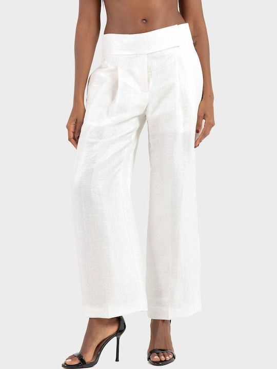 Boss Women's Linen Trousers White