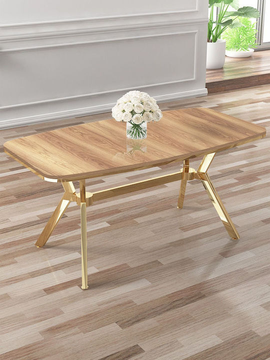 Esstisch Asel Lak Panel Mit Goldenen Beinen-Haselnuss 160x90x75cm