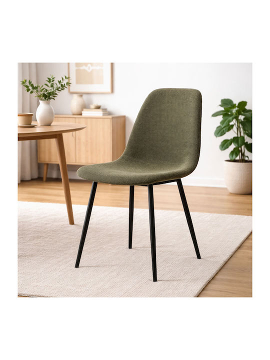 Daily Dining Chair With Fabric Upholstery Black/Green 58.5x55x93cm
