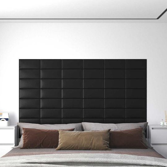 vidaXL Wall Bed Headboard 12 Pcs 30 x 15 cm Black Fabric