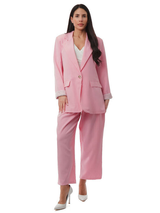 Set Roz Pantaloni Sacou