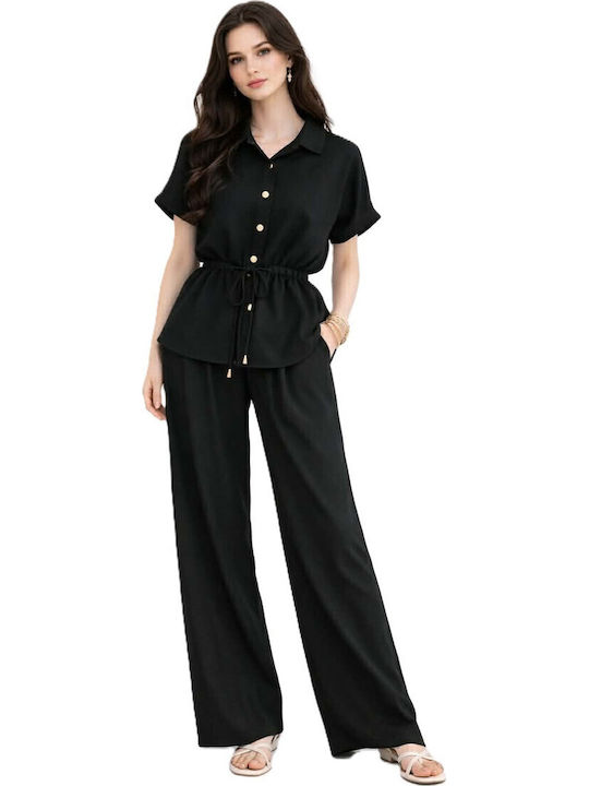 Women's Black Set with Trousers with Rubber Band