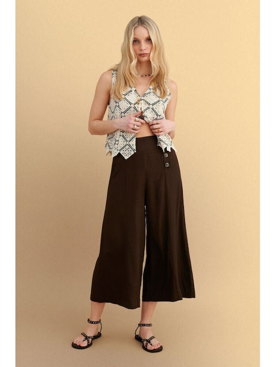Women's Zip Culottes in Regular Fit Brown