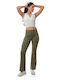 Khaki High Rise Flared Leggings