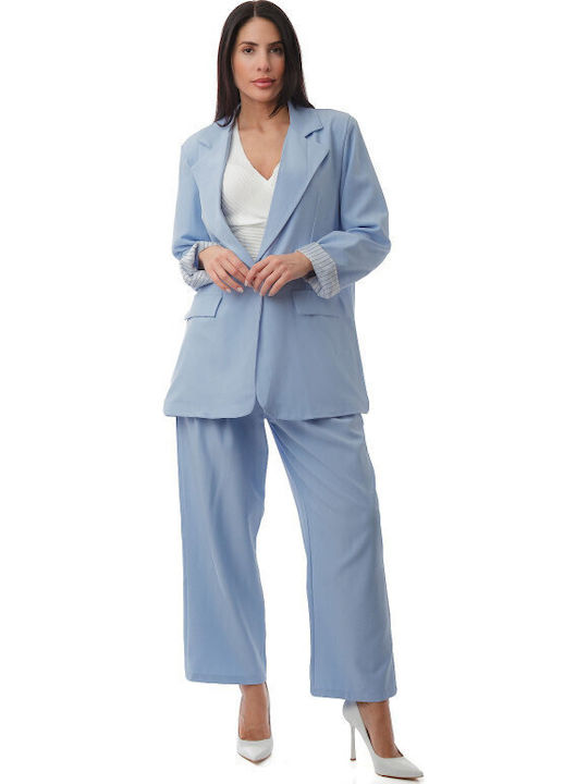 Set Albastru Deschis Pantaloni Sacou
