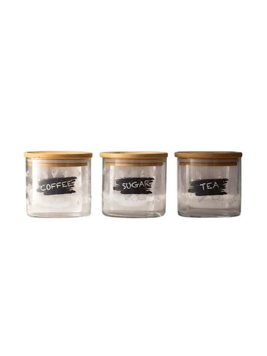 Hermia Set 3Stücke Lebensmittelgläser für Kaffee Zucker Tee mit Deckel Glas 620ml 3Stücke