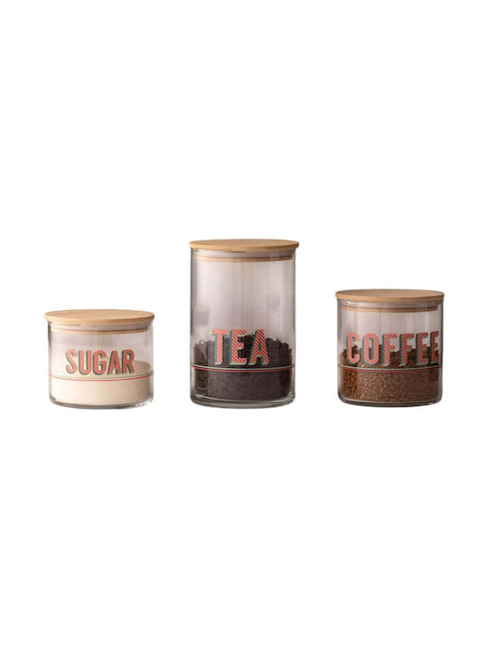 Hermia Set 3Stücke Lebensmittelgläser für Kaffee Zucker Tee mit Deckel Glas 1050ml 3Stücke