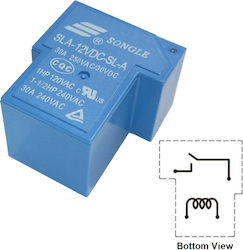 Ρελέ Πλακέτας Πηνίο 12vdc 160ω Spst Μία Επαφή On-off 30a 250vac 30a 30vdc Songle Relay Sla-12vdc-sl-a 4 Pin