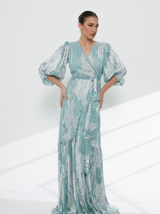RichgirlBoudoir Summer Maxi Evening Wrap Dress with Lace Turquoise  KM616_020 | Skroutz.mt