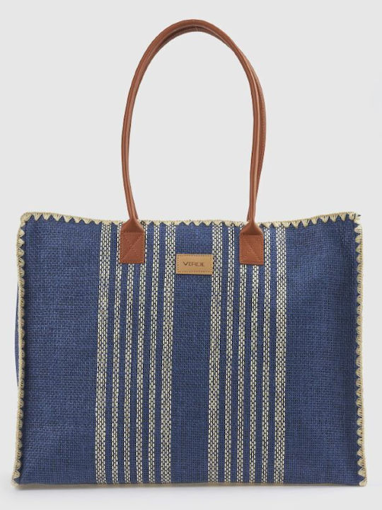 Verde Verde Ψάθινη Strandtasche Blau