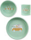 Saro Little Feeding Set Made of Silicone with Anti-Slip Green Base 3 Pieces