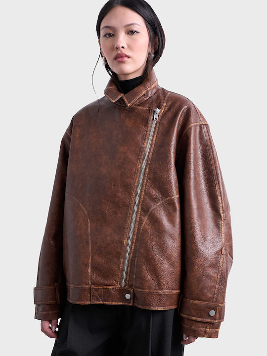 Topshop Μπουφάν Biker Brown