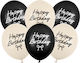 Latex Balloons 30cm Happy Birthday White & Black Bows 30 Cm Pack 6 Pieces