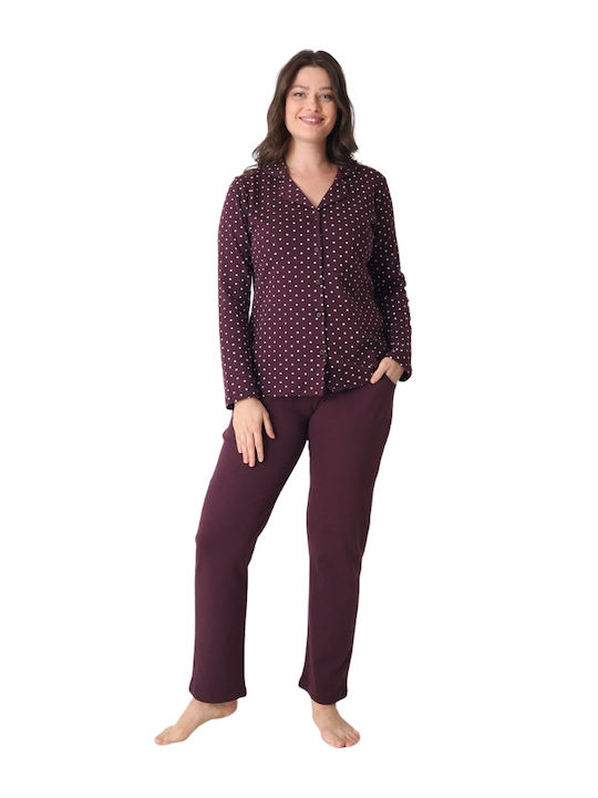 Pijamangel Set Pijamale Dama De Iarnă Violet Pangel2214