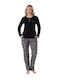 Pijamangel Set De Pijamale Dama De Iarnă Negru Pangel2205