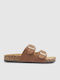 Damen Flache Sandalen Tabac Braun