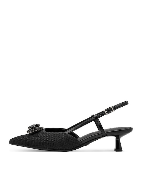 Heels with Strap & Low Heel Black