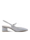 Leder Spitze Zehe Pumps Silber