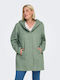 Wool Women's Green Half Coat with Hood