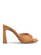 Suede Damen Pantoletten mit Chunky Absatz in Braune Farbe