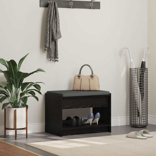 Hallway Furniture with Bench Black Oak 63x38x45cm
