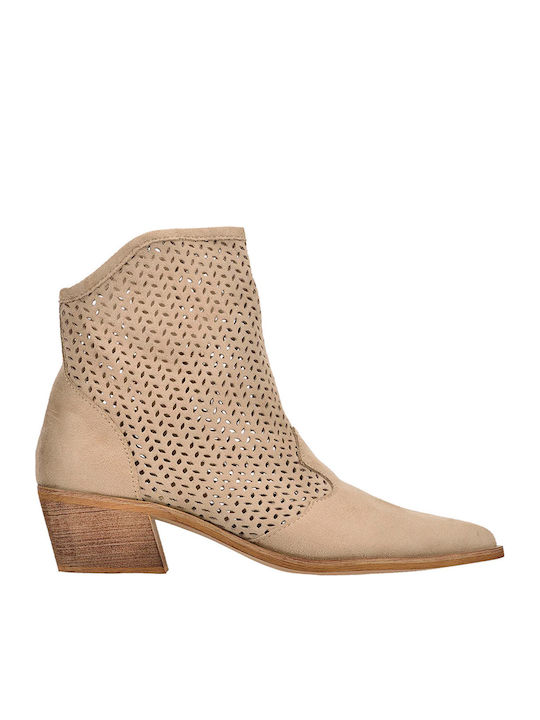 Corina Women's Cowboy Ankle Boots Beige