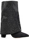 Suede Women's Boots with High Heel Black