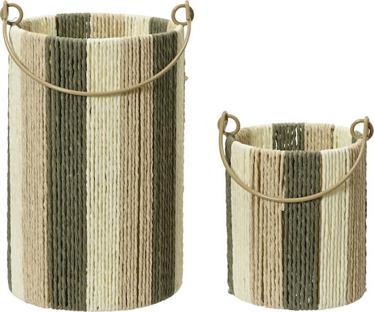 Kaemingk Set of Green Metallic Lanterns 2 Pieces