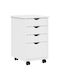 Office Cabinet Made of Solid Wood with Wheels & Drawers White 34x39x56cm