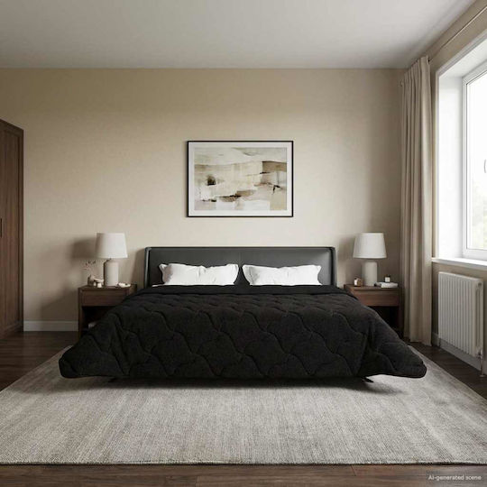 vidaXL Decke Vlies Doppel 200x220cm Schwarz