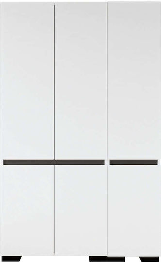 Floransa Dreifachtür Kleiderschrank Weiß-Anthrazit 135x52x210cm