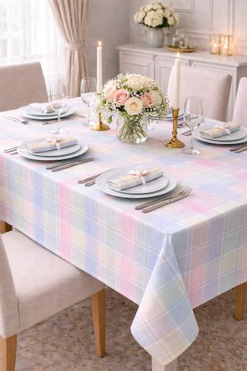 Tablecloth Set Checkered Lilac 150x240cm Code 630-144