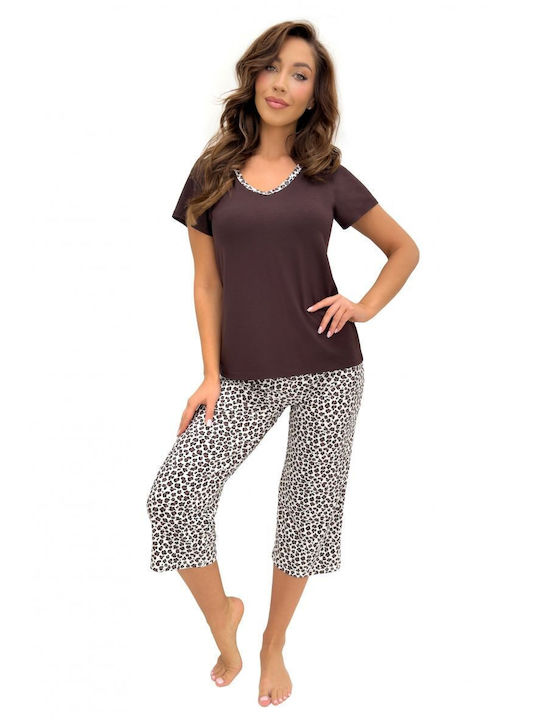 Donna Sommer Damen Schlafanzug-Set Leo