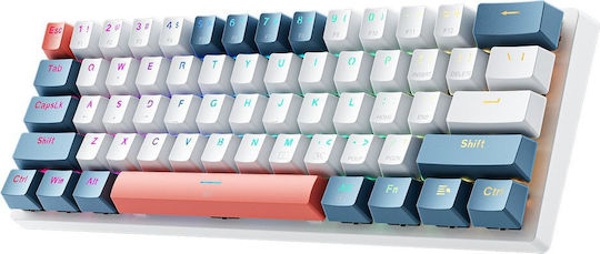 Machenike K500-B61 Gaming Μηχανικό Πληκτρολόγιο 60% με Custom Red διακόπτες και RGB φωτισμό (Αγγλικό US) White/Blue