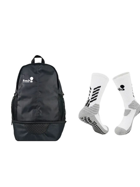 Fmh Sports Σακίδιο Dual Zone + Grip Socks Αθλητικές Κάλτσες Λευκές
