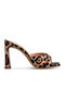 Suede Women's Mules with Chunky High Heel in Brown Color