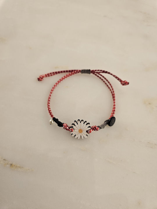 Hand Make Your Day Damen Armband Martaki Makramee Mit Blumenmuster Aus Kabel Mit Perlen 015-M5