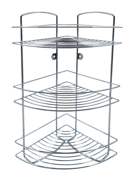 TnS Corner Wall Mounted Bathroom Shelf Metallic 20x20x48cm Silver
