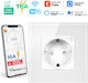 Priză Inteligentă de Perete Wifi Monitorizare Consum 16A – Control de la Distanță prin Aplicația Tuya Smart Life Control Vocal Programare Protecție Copii Panou din Sticlă Termorezistentă Compatibilă cu VisionHub Ios Android Amazon Alexa Google Home