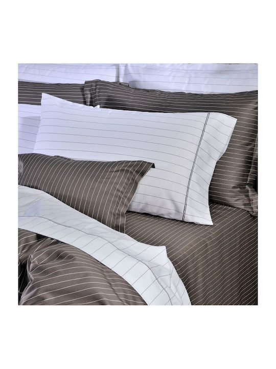 Down Town Home Подредба Плик За Завивка 100% Памук King Size с 2 Калъфки За Възглавници 260x250см Pin Stripe S884 Тъмносив