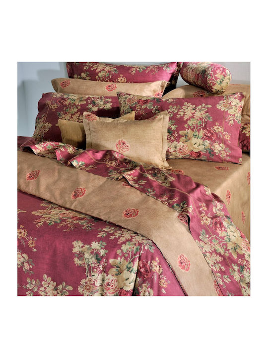 Down Town Home Cotton Duvet Cover Set 170x240cm Single with Pillowcase English Flower S886 Red