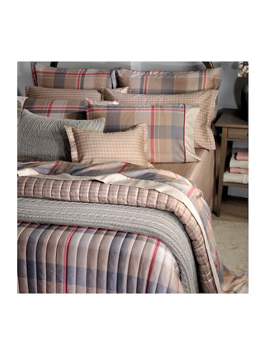Down Town Home Set Duvet Cover Cotton Satin 170x240cm Single with Pillowcase Brady S865 Brown